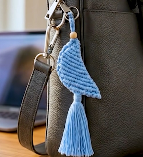 Macrame Moon Keychain