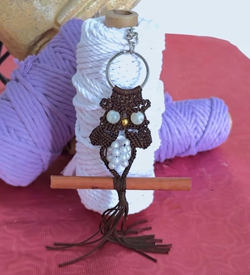 Macramé Owl Keychain