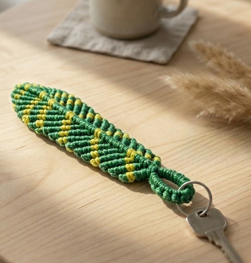 Macrame Feather Keychain