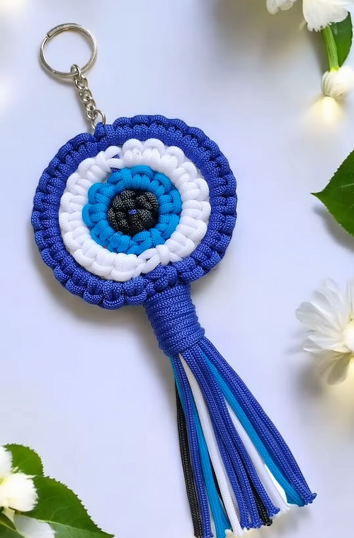 Easy Macrame Evil Eye Keychain