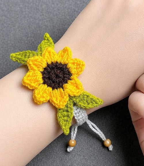 Crochet Sunflower Bracelet