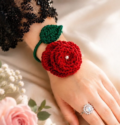 Crochet Rose Bracelet