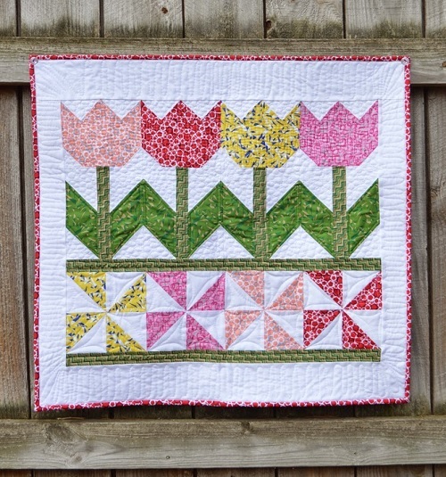 quilted tulips wall hanging