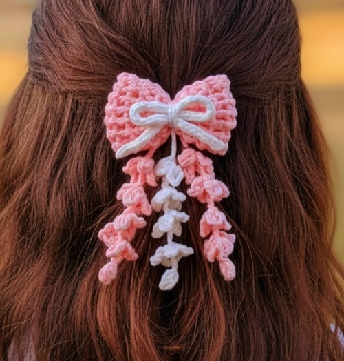 Crochet Wisteria Flower Bow