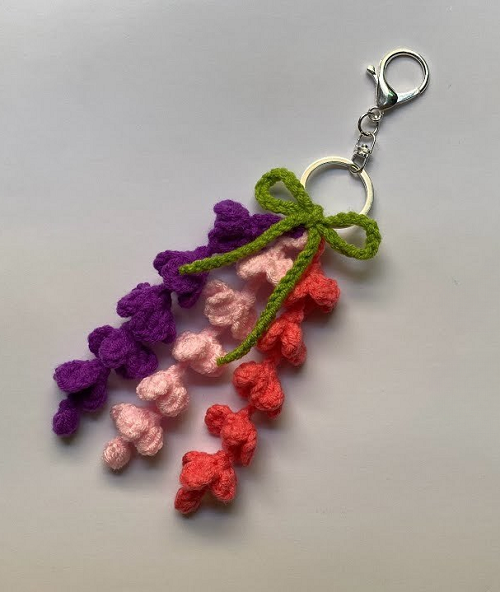 crochet wisteria keychain