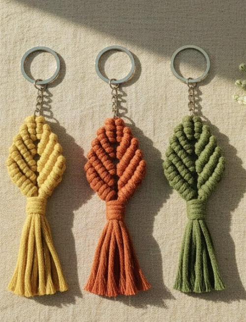 Macrame Leaf Keychain